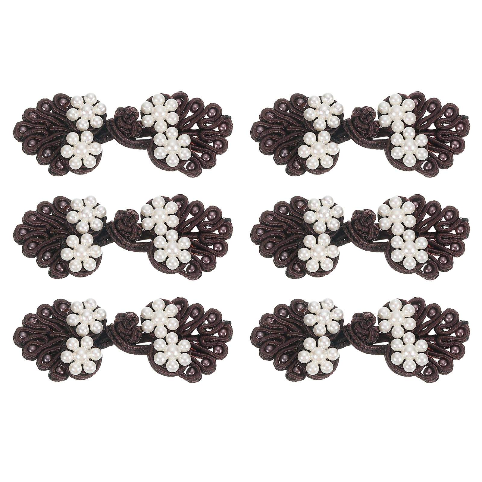 Boutons de grenouille avec perles café 60x25mm fermeture nœud chinois uxcell couture loisirs