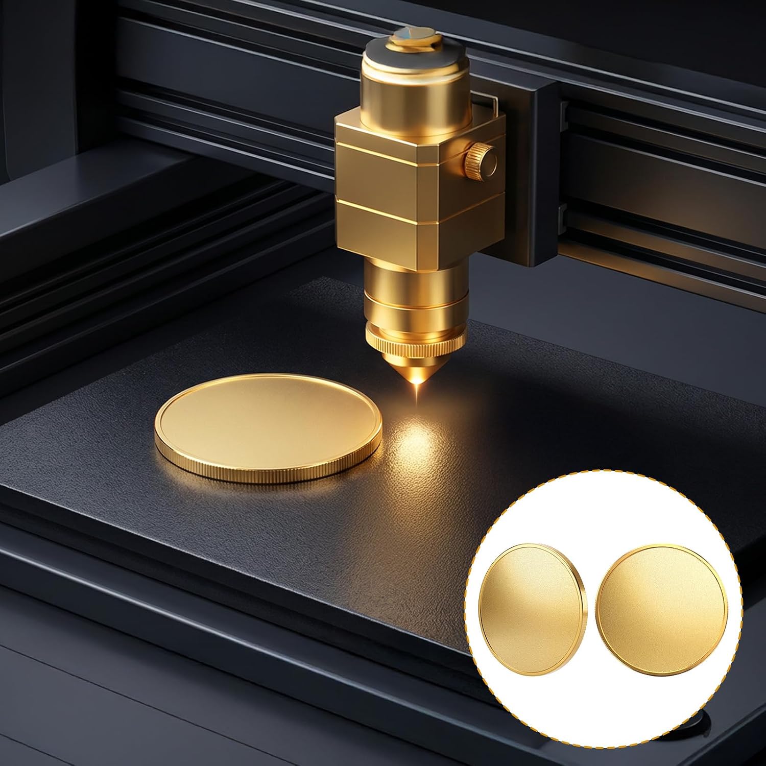 20pcs Blank Brass Coins for Laser Engraving, Gold Iron Challenge Coin Blanks 1.57 Inch Diameter 0.098 Inch Thick with Acrylic Box for DIY Crafts, Birthday Travel Commemorative Collection