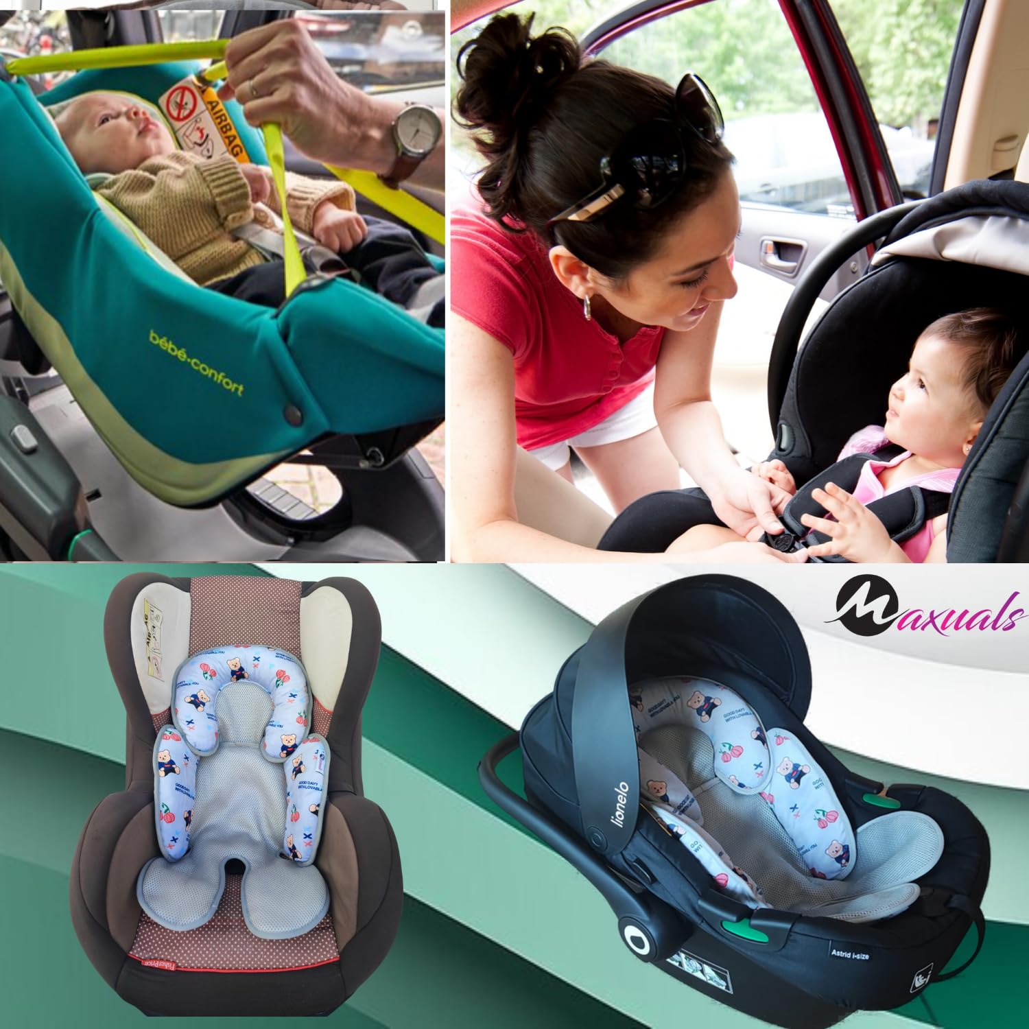 Riduttore Passeggino Universale Ovetto Neonato Cuscino Seggiolino Auto Culla Seggiolone Traspirante Leggero Supporto Protezione Testa Bimbo 0-24 Mesi Estate Inverno Anallergico