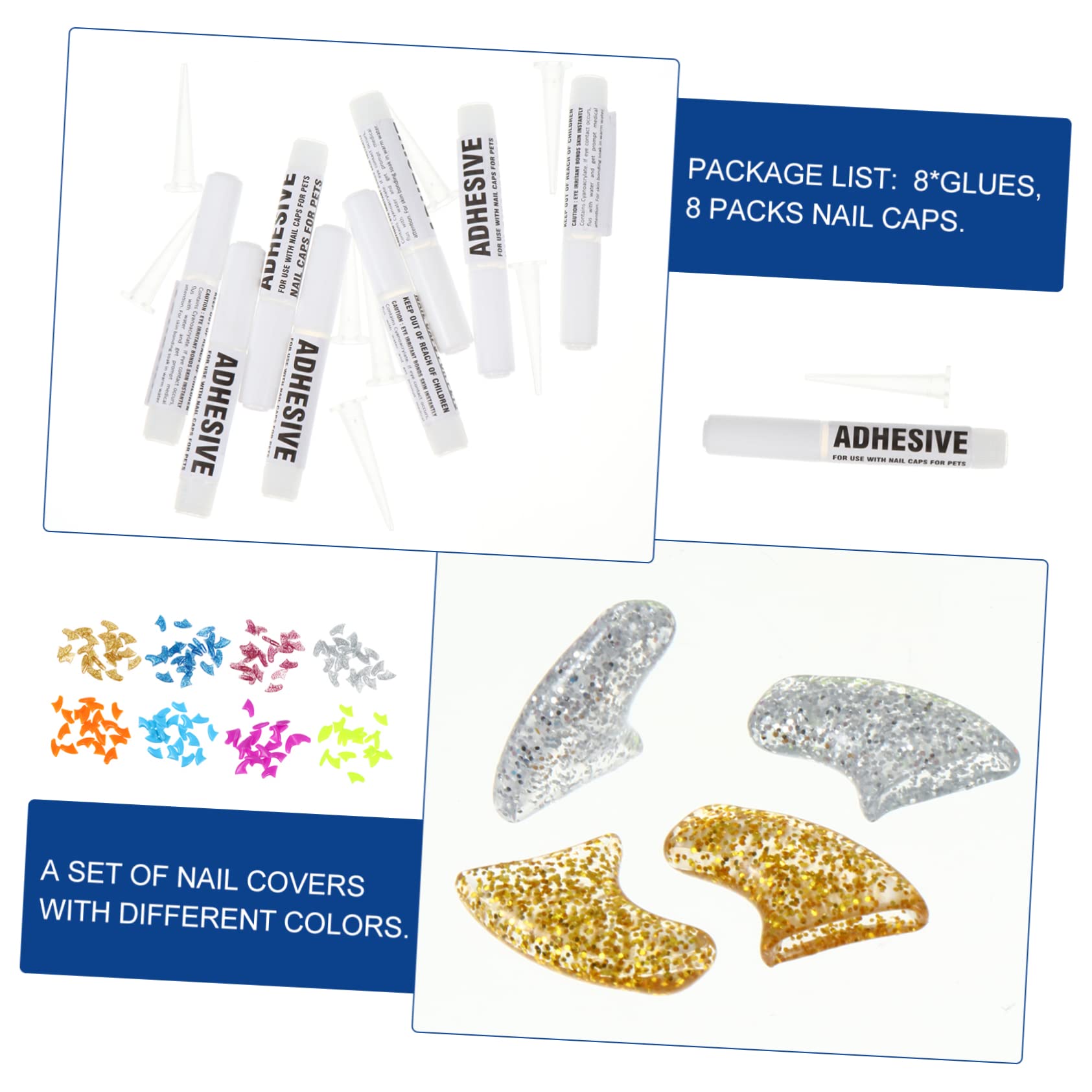 POPETPOP 480 Pièces Ensemble D'ongles pour Animaux De Compagnie Animal De Compagnie Animaux Domestiques Casquette Griffe De Chat Fournitures pour Animaux Gel De Silice Assorti