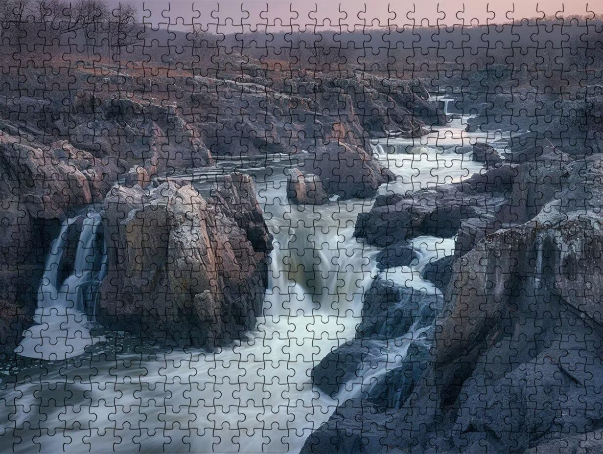Puzzle 1000 sztuk, wodospady rzeki 3D Puzzle dla dorosłych wymagające, artystyczne puzzle edukacyjne, zabawne i stymulujące dekoracyjne puzzle dla rodziny, jako prezent i dekoracja ścian R6KH-704
