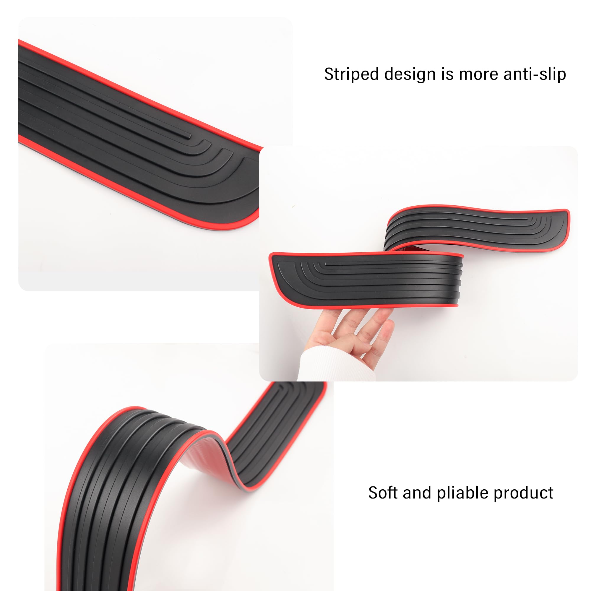 4 Pezzi Battitacco Auto,Protezione Portiere Auto in Gomma Antigraffio per i Gradini della Porta,Universale Impermeabile Paracolpi Portiere Auto Accessori Auto (Nero/Rosso, Ampiezza 4CM)