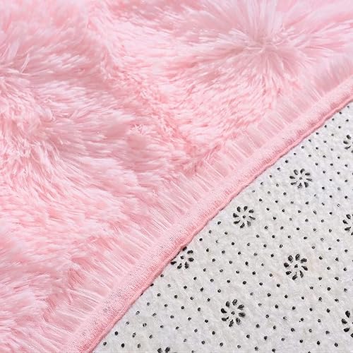 Miniatura 6 de Alfombras redondas rosas para dormitorio, 4 x 4 pies, bonita alfombra de felpa mullida para niños y niñas, decoración de interiores y habitación del
