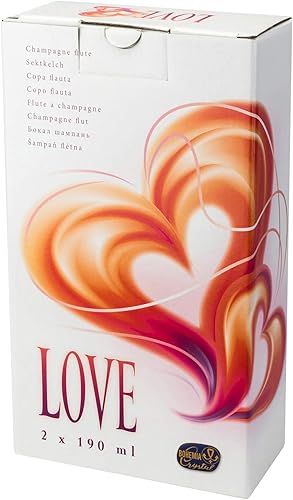 Miniatura 3 de Crystalex LOVE - Juego de copas de champán de cristal de 6 onzas con tallo rojo, juego de copas de vino espumosas con pies, regalo romántico de