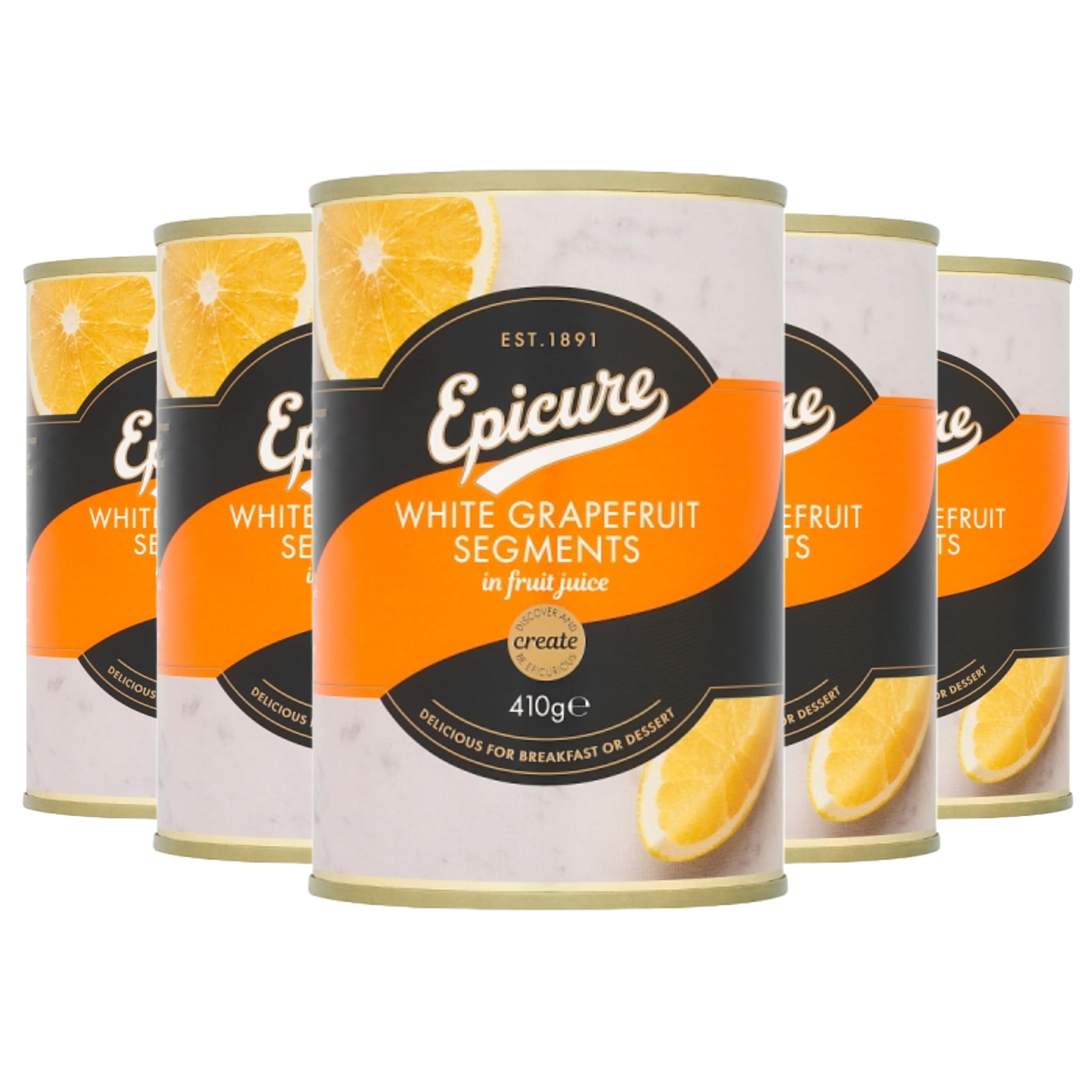 Epicure Tinned White Grapefruit Segments, Delicious Breakfast Dessert, 410 g (Pack of 12)