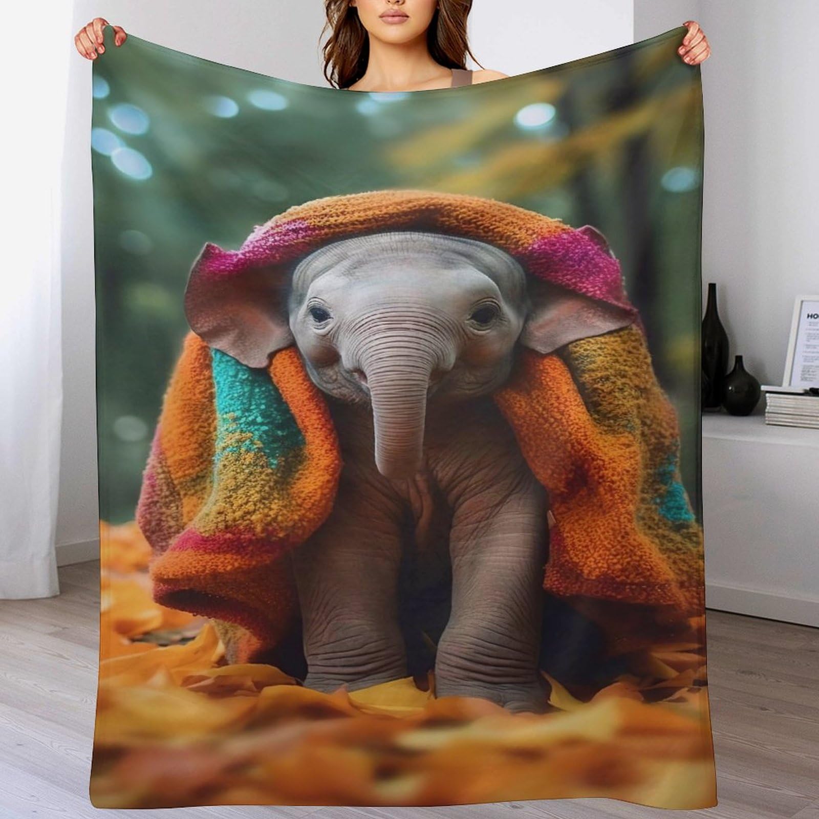 Manta de elefante de franela suave para sofá de 140x180 cm