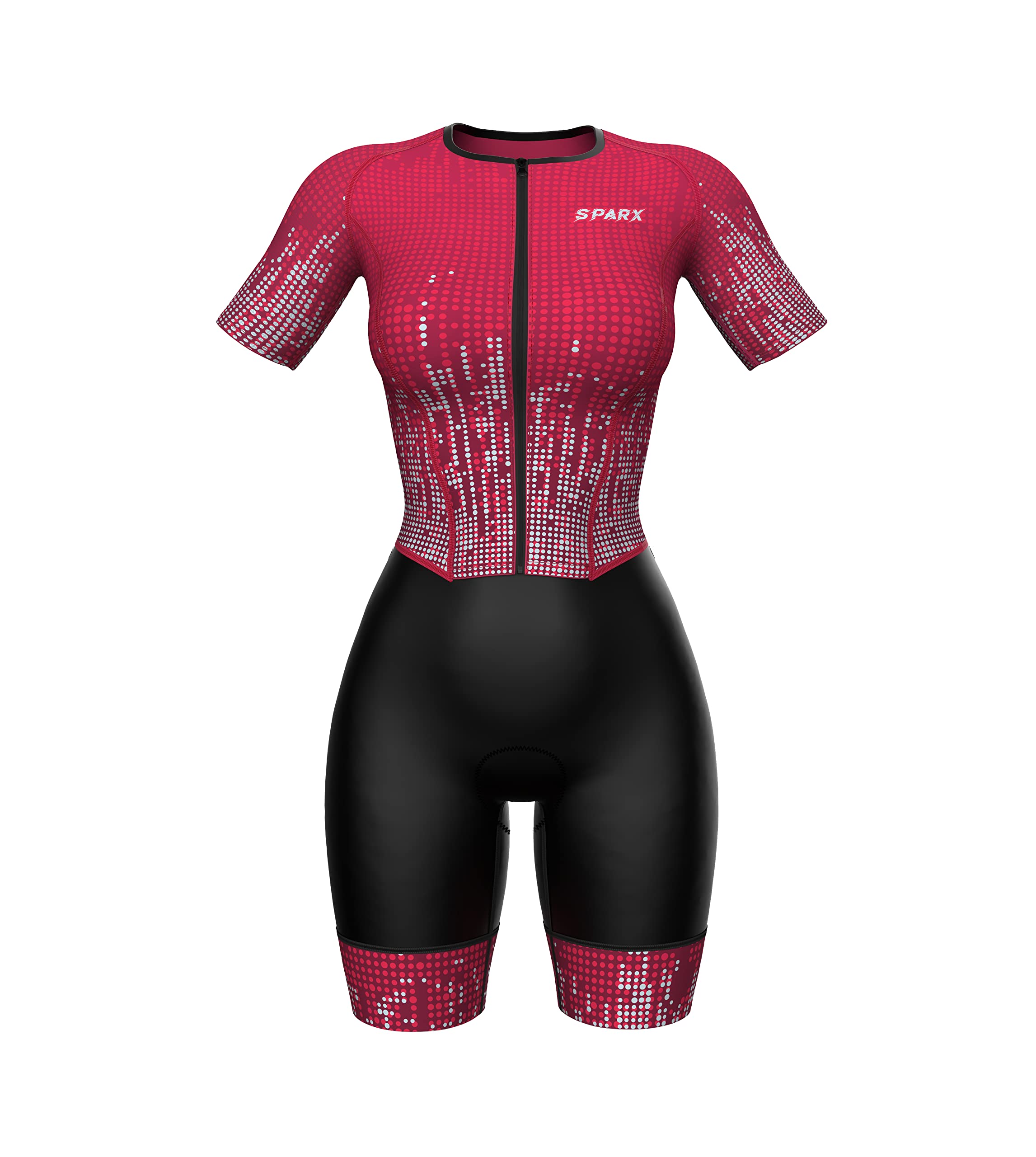 Sparx Aero Triathlon Suit Women Short Sleeve Tri Suit Women Running Swimming Cycling SkinSuit (US Burgundy, 2XL)