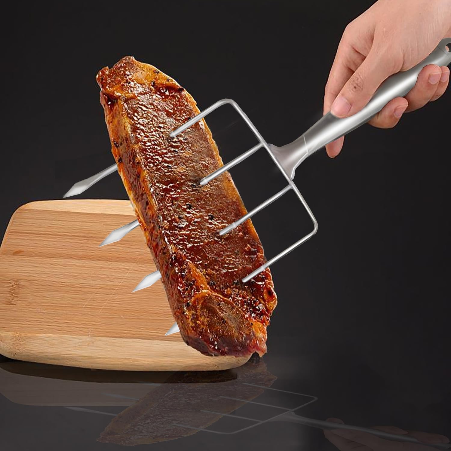 Stainless Steel Poultry Lifters,Set of 2.Meat Forks,Roaster Poultry Fork, Carving Forks, Transfer Chicken or Ham Easily.