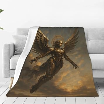 Mechanical Winged Angel Ultra-Soft Micro Fleece Blanket Cozy Warm Throw Blanket for Couch Bed Living Room 60"x50"