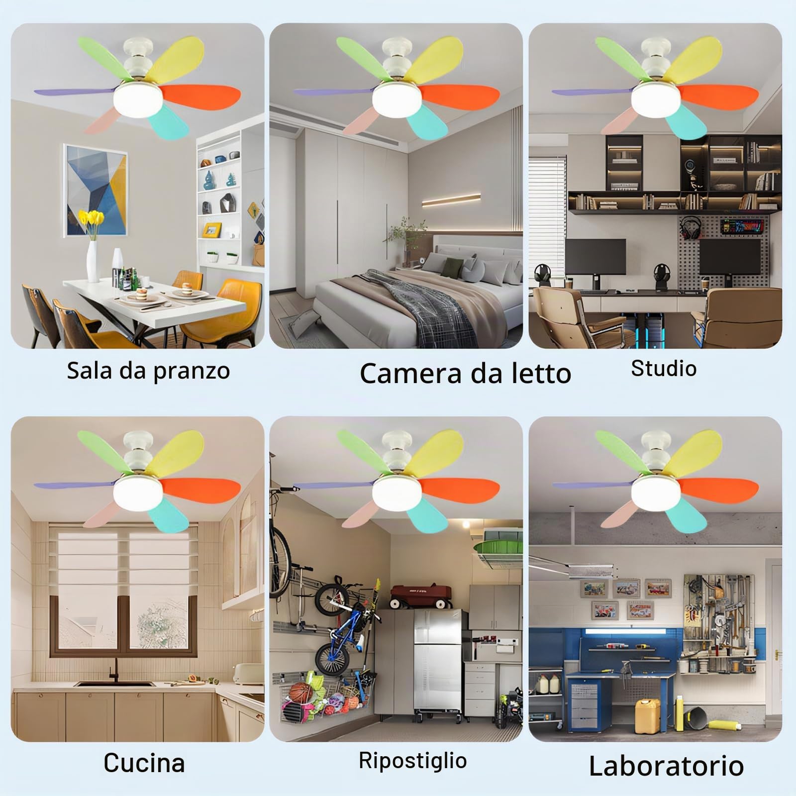 Bambini Lampadario Con Ventilatore Da Soffitto Dimmerabile Acrilico Ventola Soffitto Con Luce Per Camera Da Letto Lame Colorate 3 Velocità Tri-Colour Staccabili Ventilatori Con Plafoniere Timer