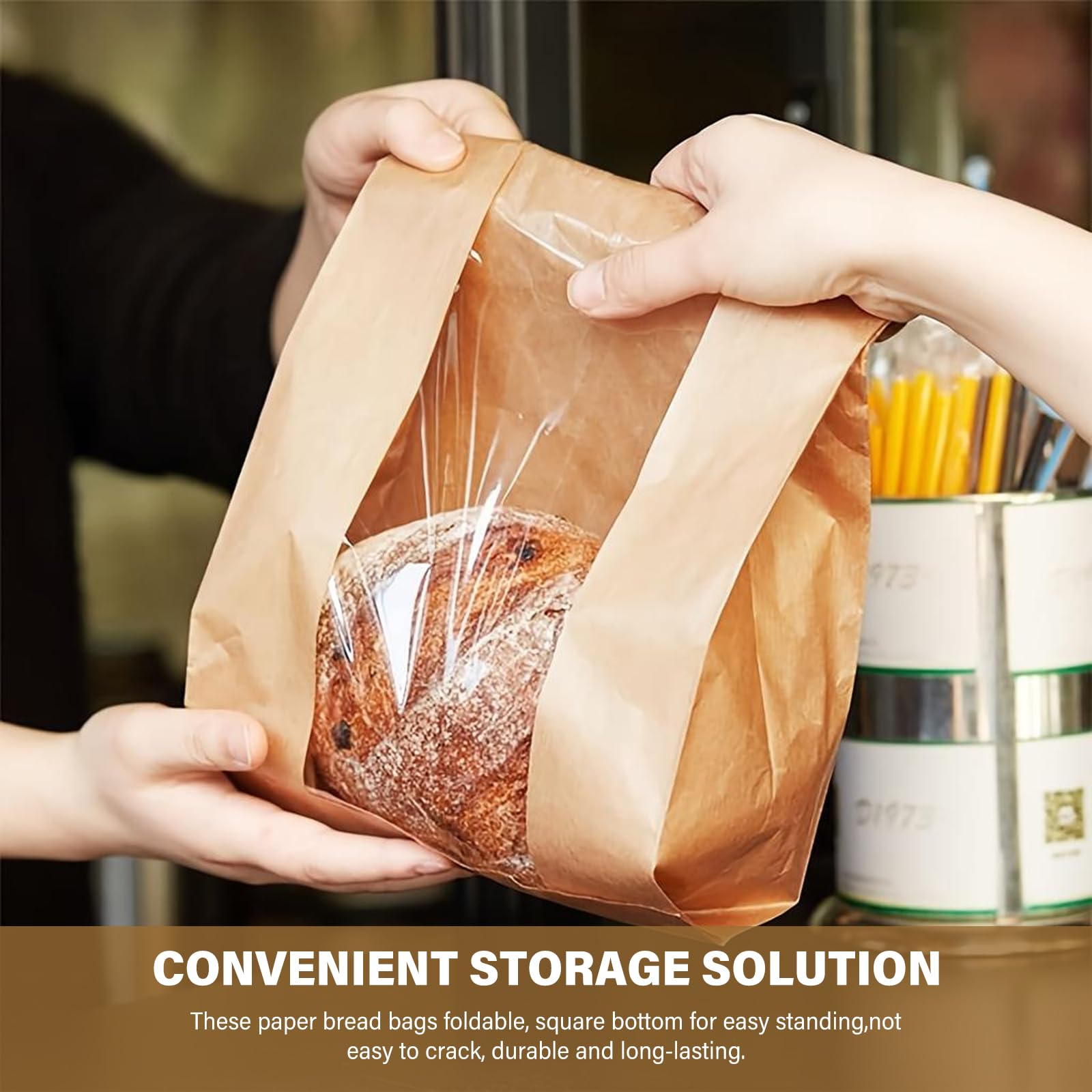 MAQIHAN 50 Brottüten Mit Fenster - Braune Papiertüten Für Frisches Brot
