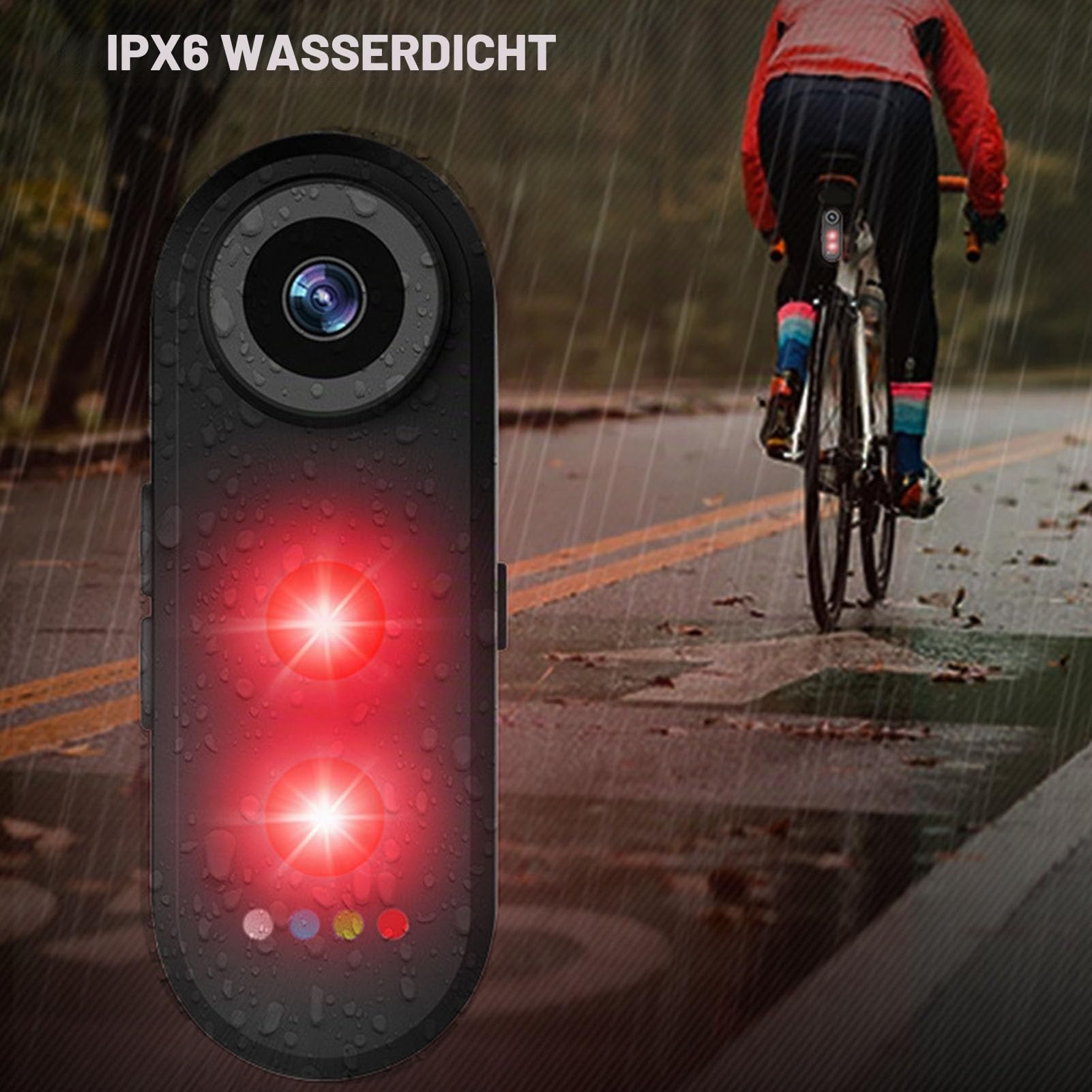 1080p -Fahrradkamera mit Rücklicht, Fahrrad -Rückansichtskamera, 140 ° Weitwinkel, IPX6 Wassersicher, Nacht Sichtbar, Schleifenaufzeichnung, App -Support, 8H -Akku für das (32G)