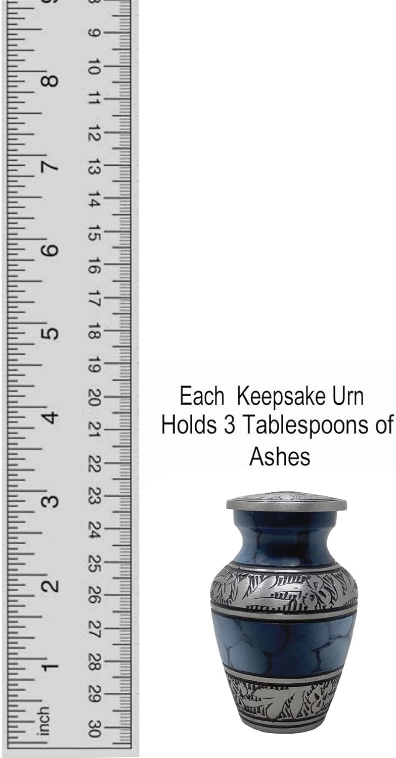 MEMORIALS 4U Elite Cloud Blue and Silver Cremation Urn for Human Ashes - Handcrafted Funeral Vase - Vase for Ashes (1 Keepsake)
