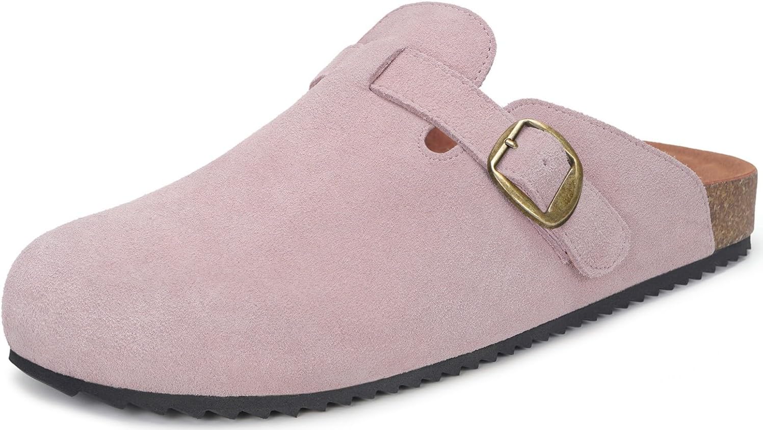 Womens Suede Clogs Mens Genuine Leather Mules Cork Footbed Sandals with Arch Support