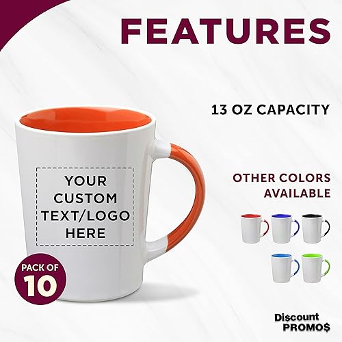 Miniatura 2 de Albany - Juego de 10 tazas de café con leche de cerámica personalizadas, 13 onzas, paquete personalizado a granel, perfectas para café, té, expreso,