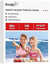 Koala Glossy Inkjet Photo Paper 11X17 Inches 48lb 100 Sheets Professional Glossy Photographic Paper Compatible with Inkjet Printer Use DYE INK 180GSM