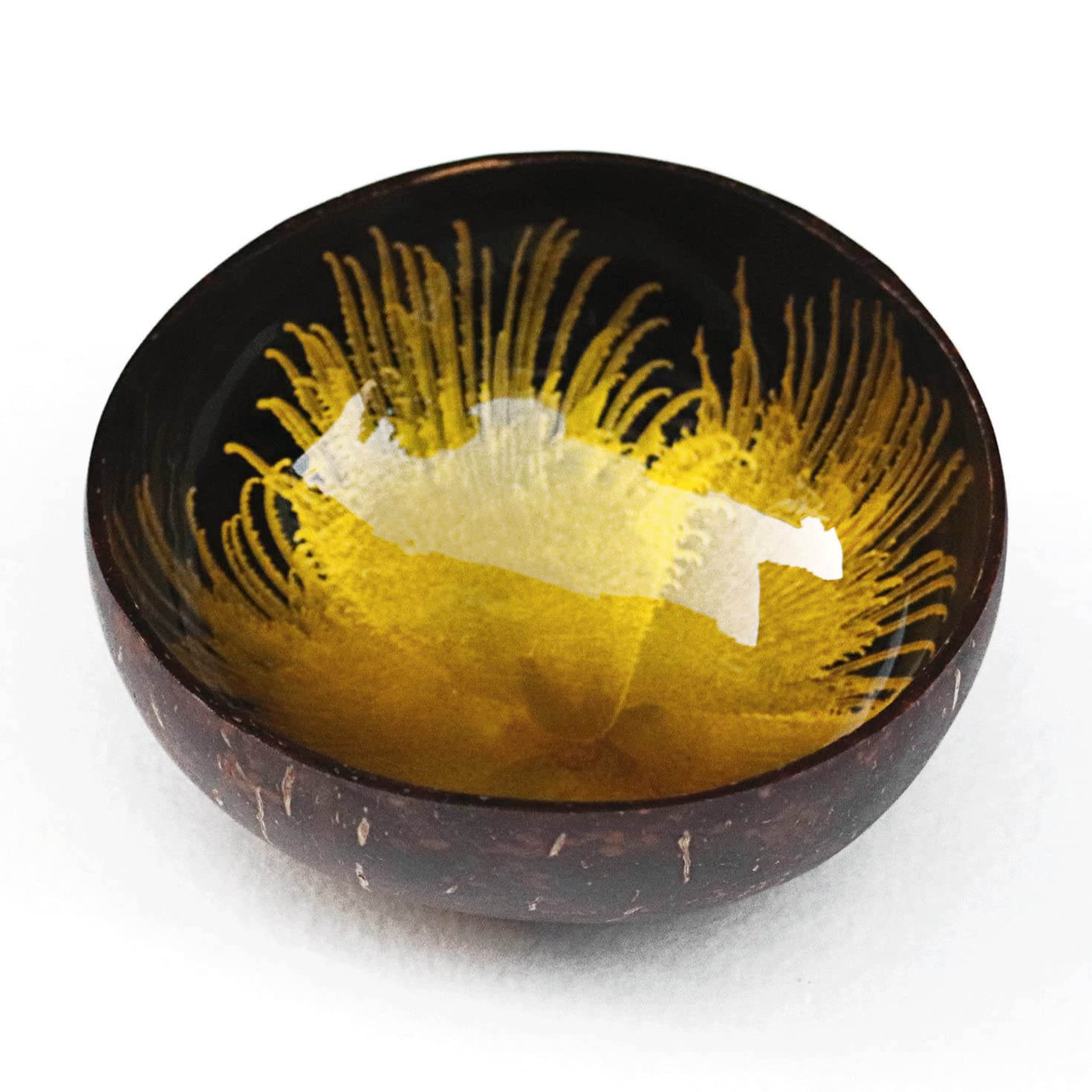 QTMY Coconut Decorative Bowl Natural Coconut Shell Storage Bowl Coconut Serving Bowls Candy Container Nuts Holder(About 5.3 x 2.3 Inch) (Yellow)