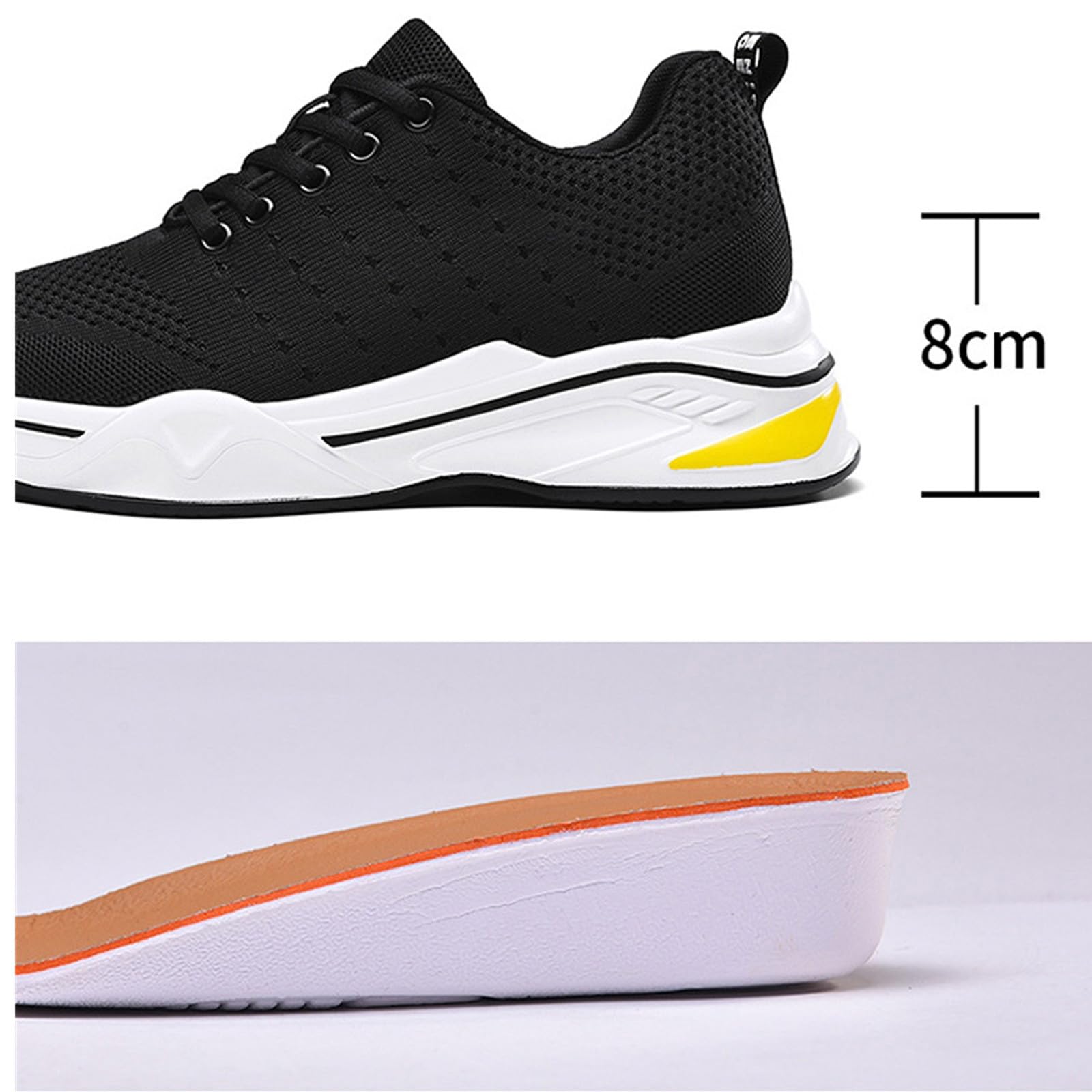 Zapatillas de correr para hombre, de malla, transpirables, ligeras, antideslizantes, para correr, para hombre, 8 cm, invisibles, para el tiempo libre, para el gimnasio, fitness, correr, para