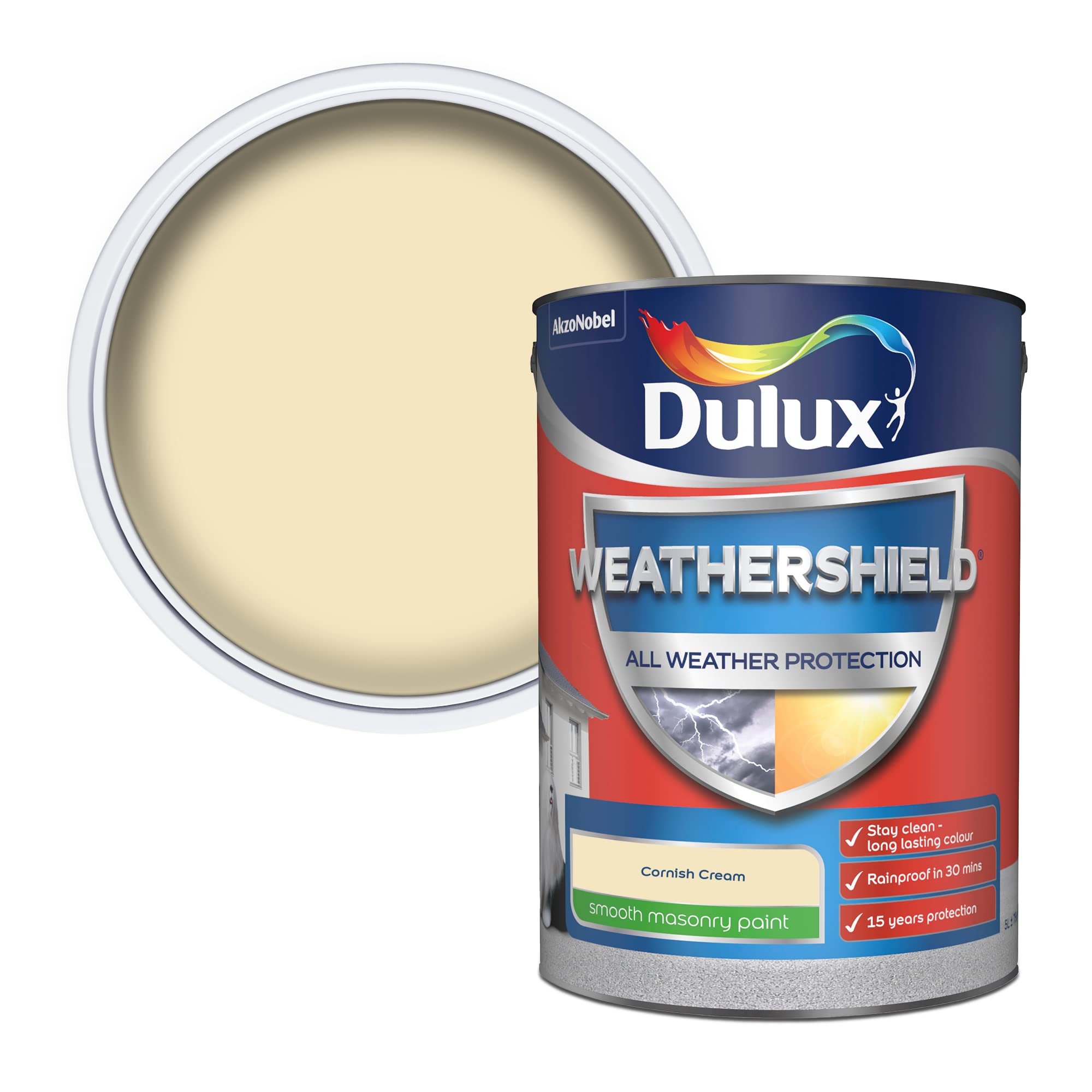 Dulux Weathershield Smooth Masonry Paint - Cornish Cream - 5L