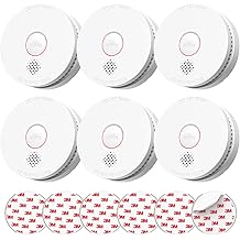 SITERLINK Smoke Detectors,UL217-9th Listed Smoke Alarms with Replaceable Battery,Photoelectric Sensor Smoke Detector with Test-Silence Button,Fire Detectors for Home,House,GS509A 6-Pack