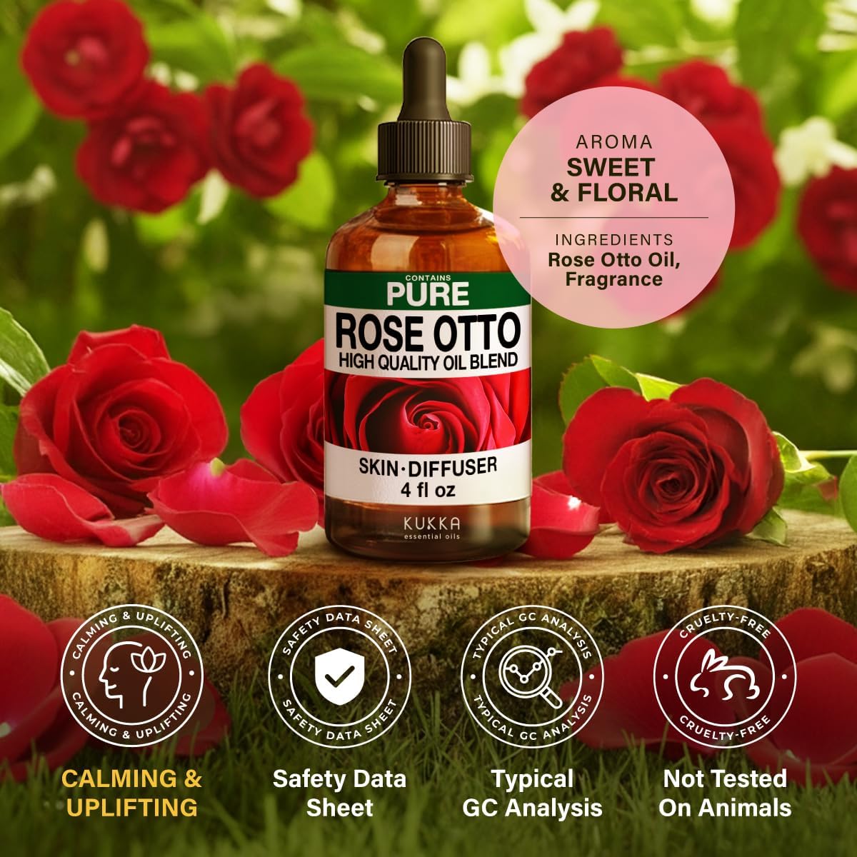 KUKKA Rose Otto Essential Oils - 4 Fl Oz - for Hair, Skin, Diffuser, Aromatherapy & DIY Soap Making Scent - Image 6