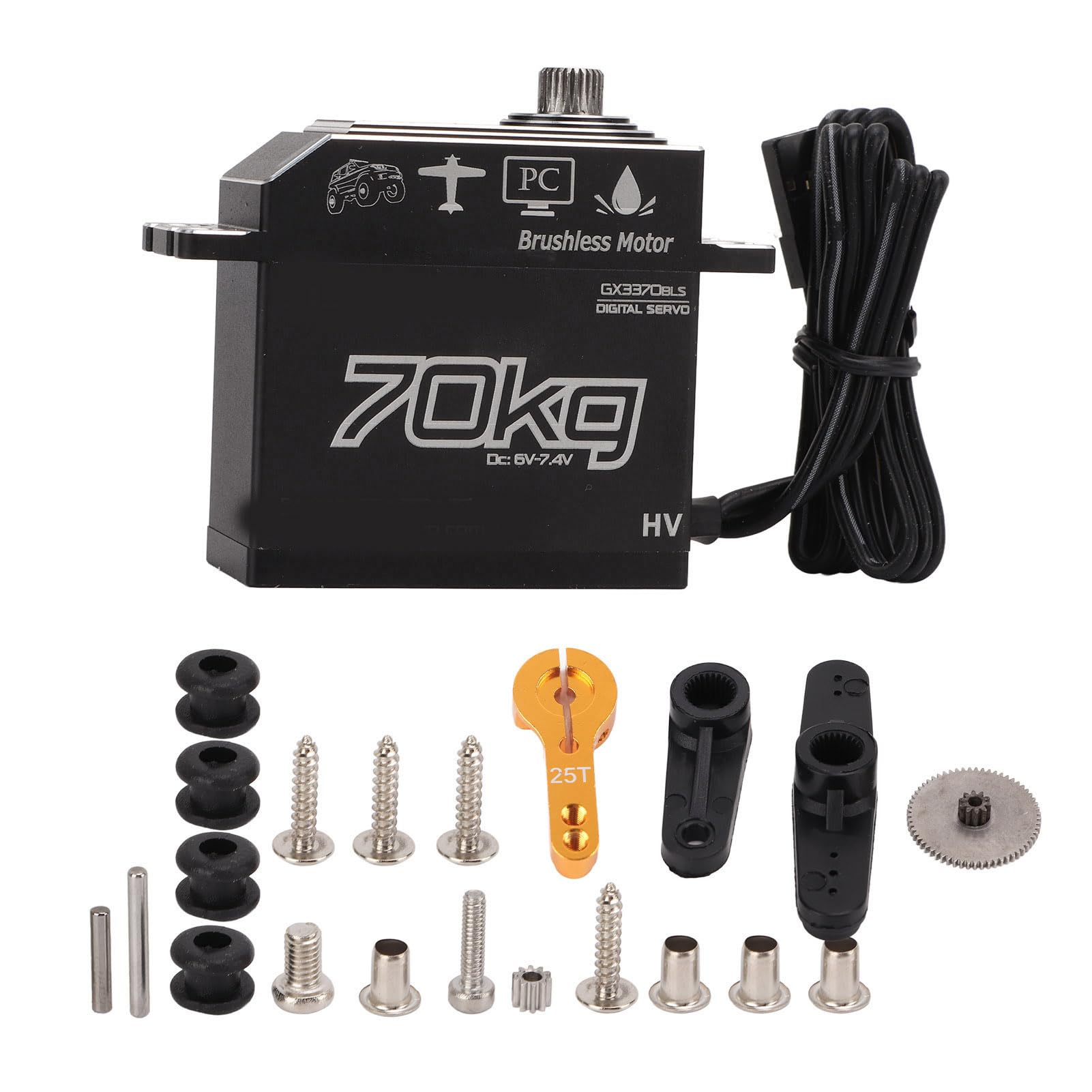 CHICIRIS IP67 Wodoodporny Bezszczotkowy Silnik Cyfrowy o Wysokim Momencie Obrotowym 70 KG do Samochodów SCX10 1/8 1/10 RC Metal Gear Trwały