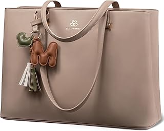 LOVEVOOK Laptop Tote Bag for Women, Work Tote Gift with Zipper, Leather Laptop Bag with Computer Compartment