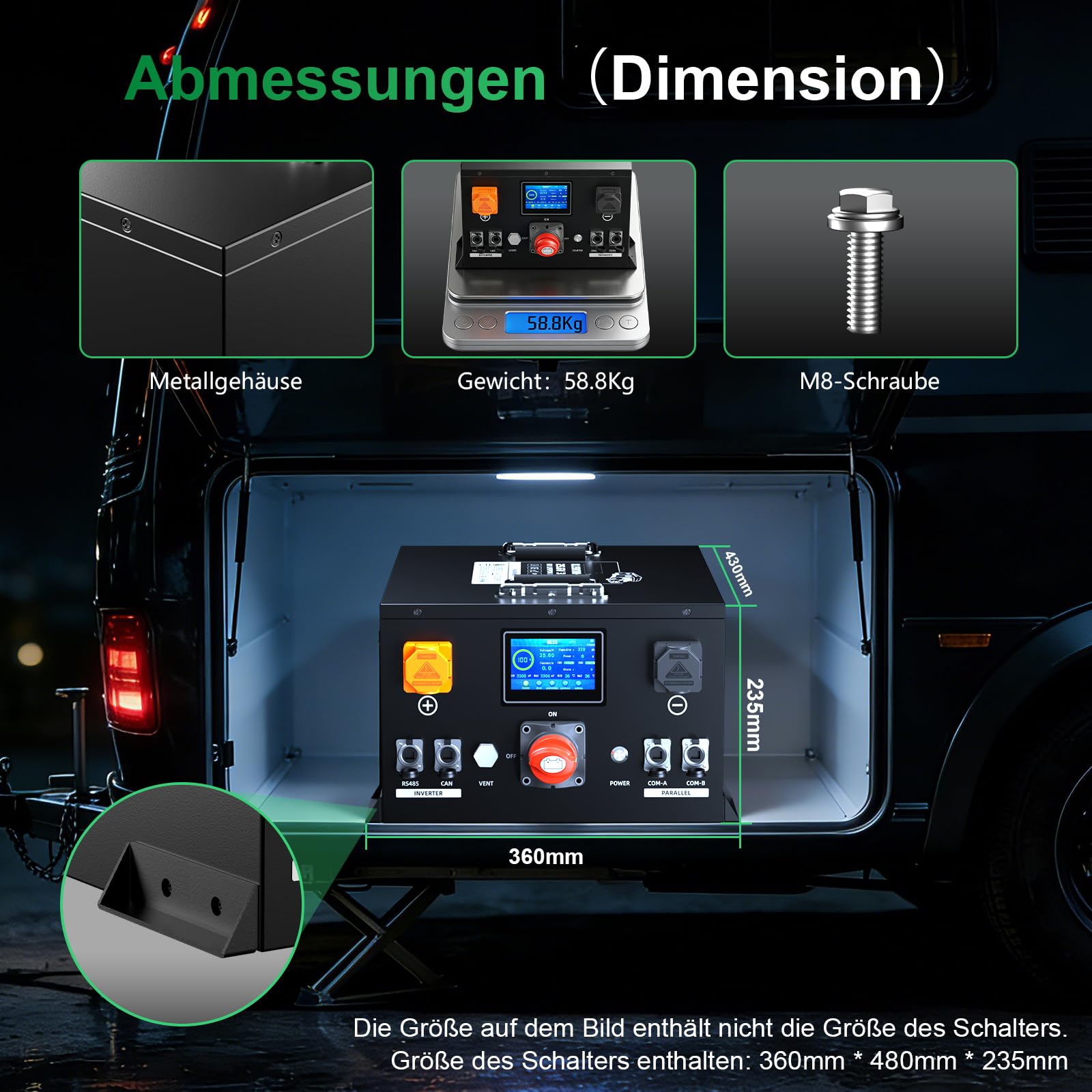 Mjbsan Batteria LiFePO4 da 24 V, 320 Ah, batteria al litio ricaricabile da 8192 Wh con 200 A-BMS integrato, Bluetooth, resistenza alla scarica profonda e bassa autoscarica, per camper, solare
