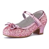 Girl's Dress Shoes Mary Jane Glitter 1.5 in Low Heel Wedding Party Princess Shoes for Toddler/Little/Big Kids