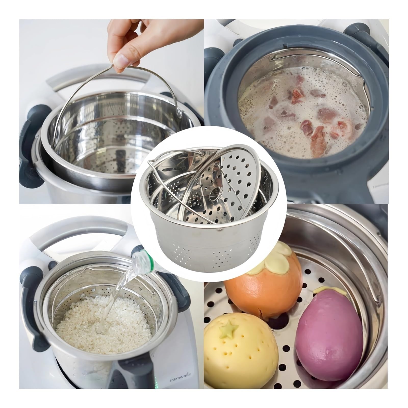 Edelstahl-Dampfgarer-Einsatz, kompatibel for Topf Thermomix | für TM7 TM5 TM6 Reiskocher Dampfkorb Küchenzubehör