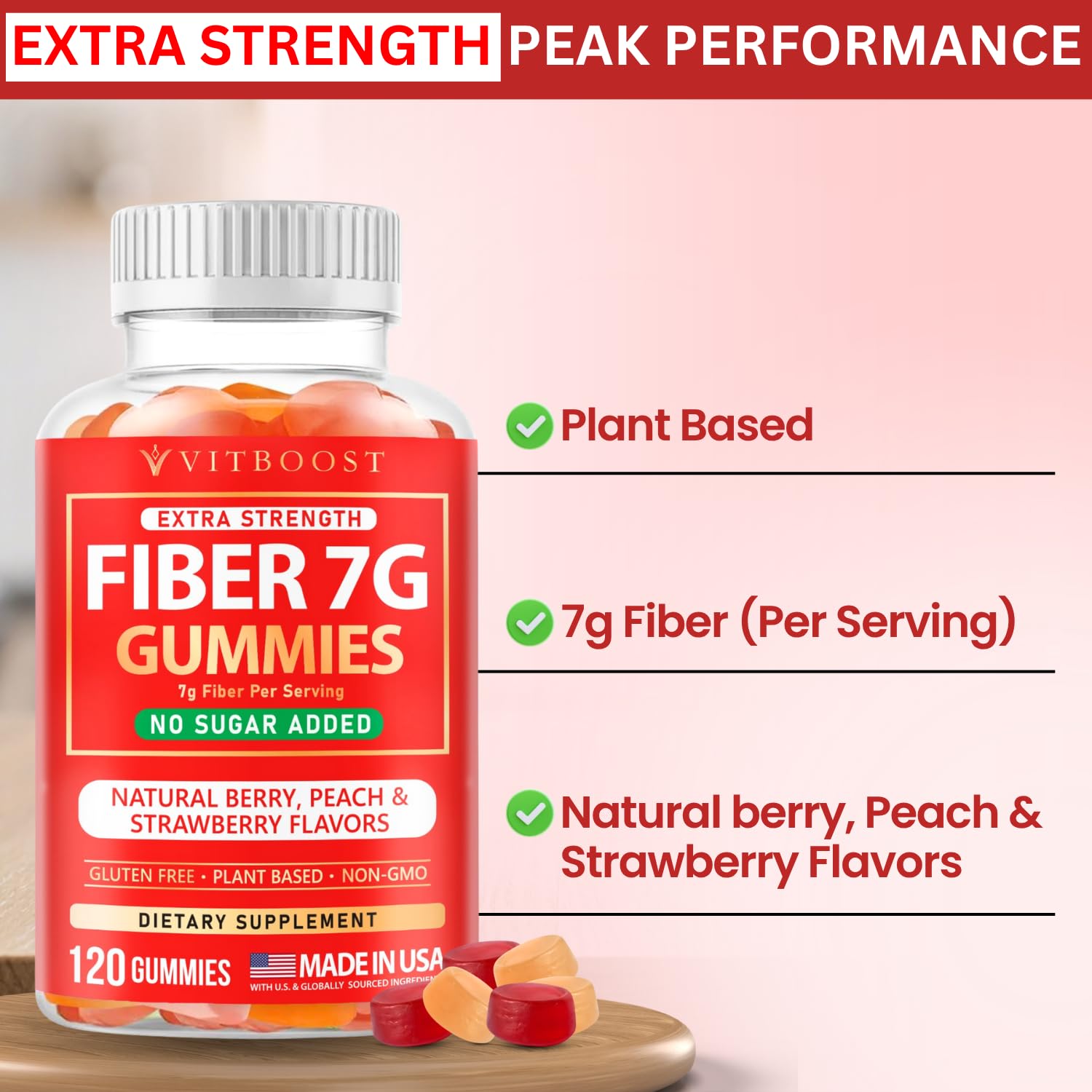 Fiber Gummies for Adults 7g - Digestive Health & Regularity - 120 Count — Amazon image 7