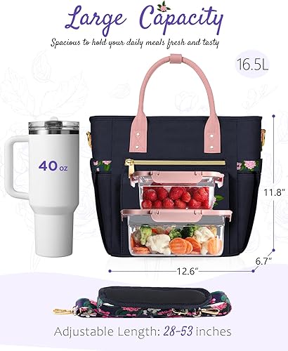 Miniatura 4 de GLORIEROO Lonchera de lujo para mujer, lonchera grande aislada a prueba de fugas para mujeres, regalos más recientes para mujeres, bolsa de almuerzo