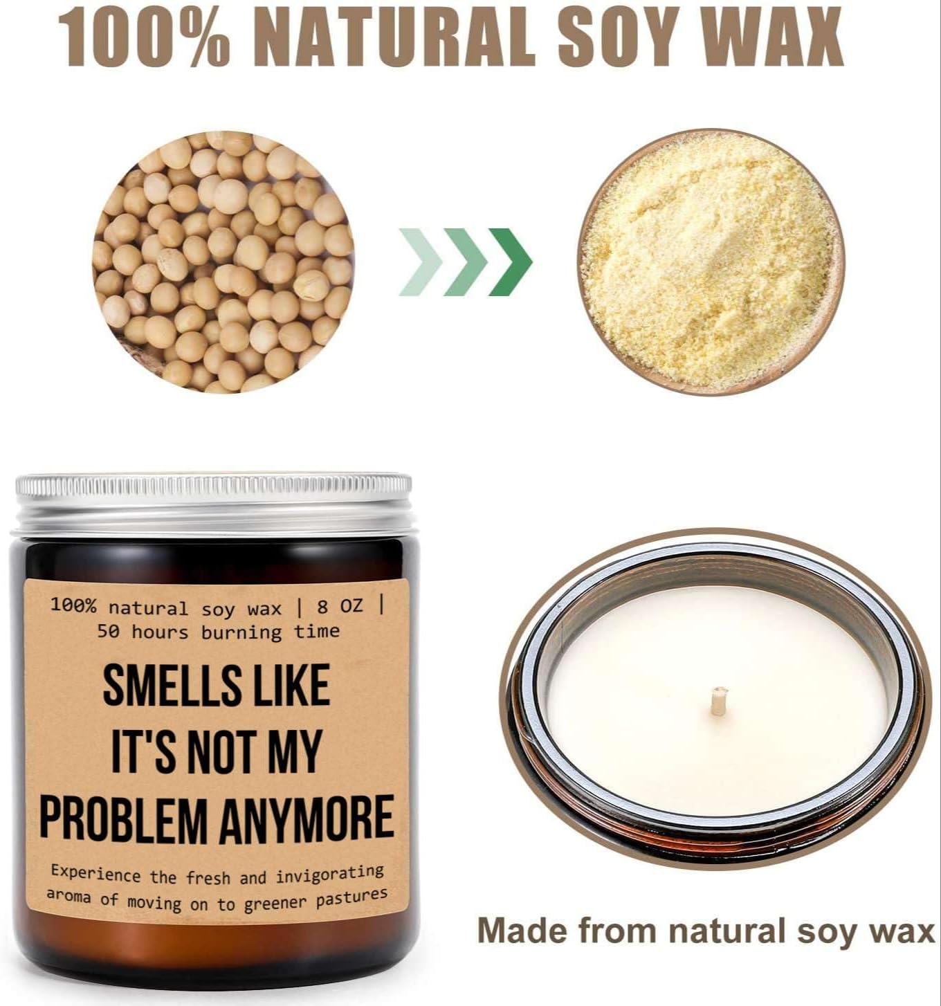 Smells Like It's Not My Problem Anymore - Funny Retirement Gift Idea - Coworker Gift - Soy Candle image 3