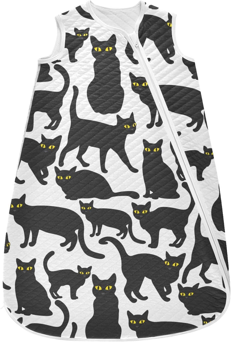 Toddler Sleep Sack for Newborn,Black Cat Yellow Eyes Baby Wearable Blanket,Sleeveless Swaddle Transition Sleeping Bags for Infant,Baby Sleep Suit for 12-24 Months