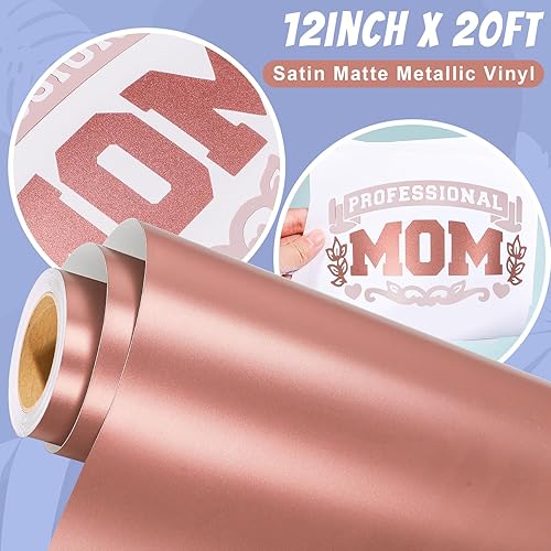 Miniatura 2 de GIRAFVINYL Vinilo permanente de oro rosa, rollo de vinilo mate Matellic de 12 pulgadas x 20 pies, vinilo adhesivo satinado para decoración del