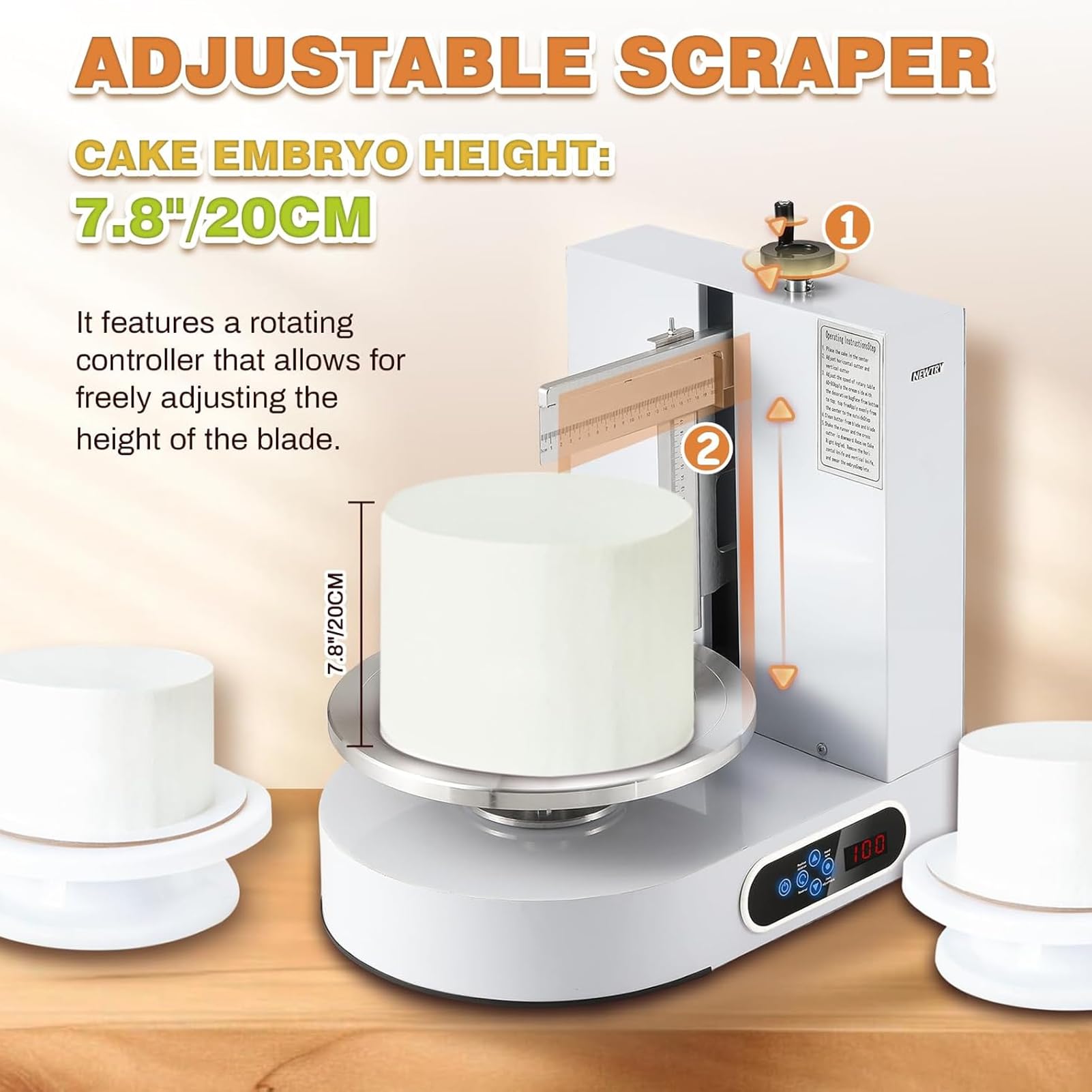 MáQuina para Decorar Pasteles, para Decorar Pasteles De CumpleañOs, con Cobertura Suave De Crema, Silenciosa, para Glaseado De Pasteles, Raspador EléCtrico para Alisar Crema Y Mantequilla