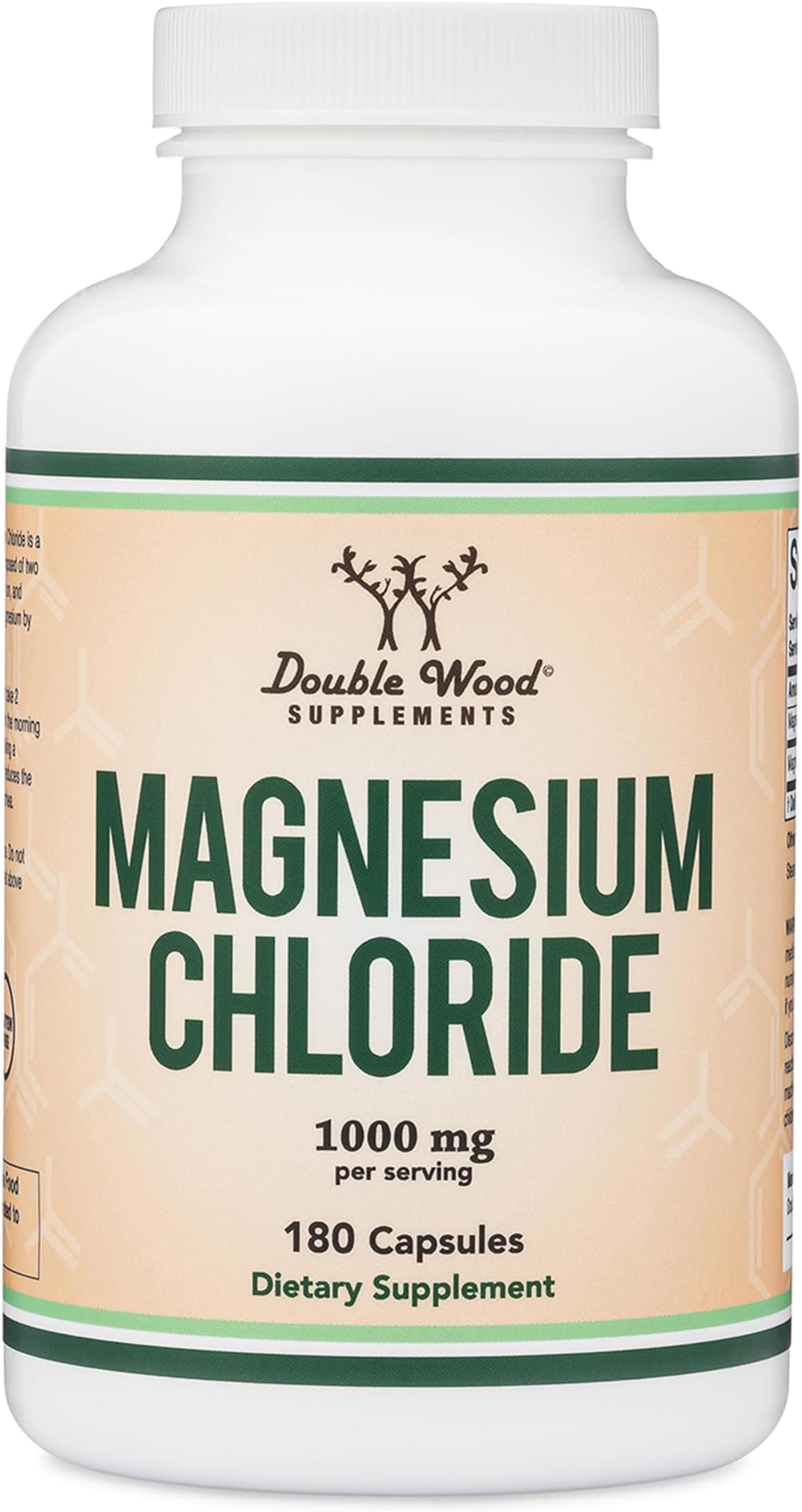 Magnesium Chloride (Cloruro De Magnesio) - 180 Capsules, 1,000mg Per Serving, for Sleep, Constipation, Digestion, Bone Health, and Relaxation - Made and Tested in The USA by Double Wood Supplements…