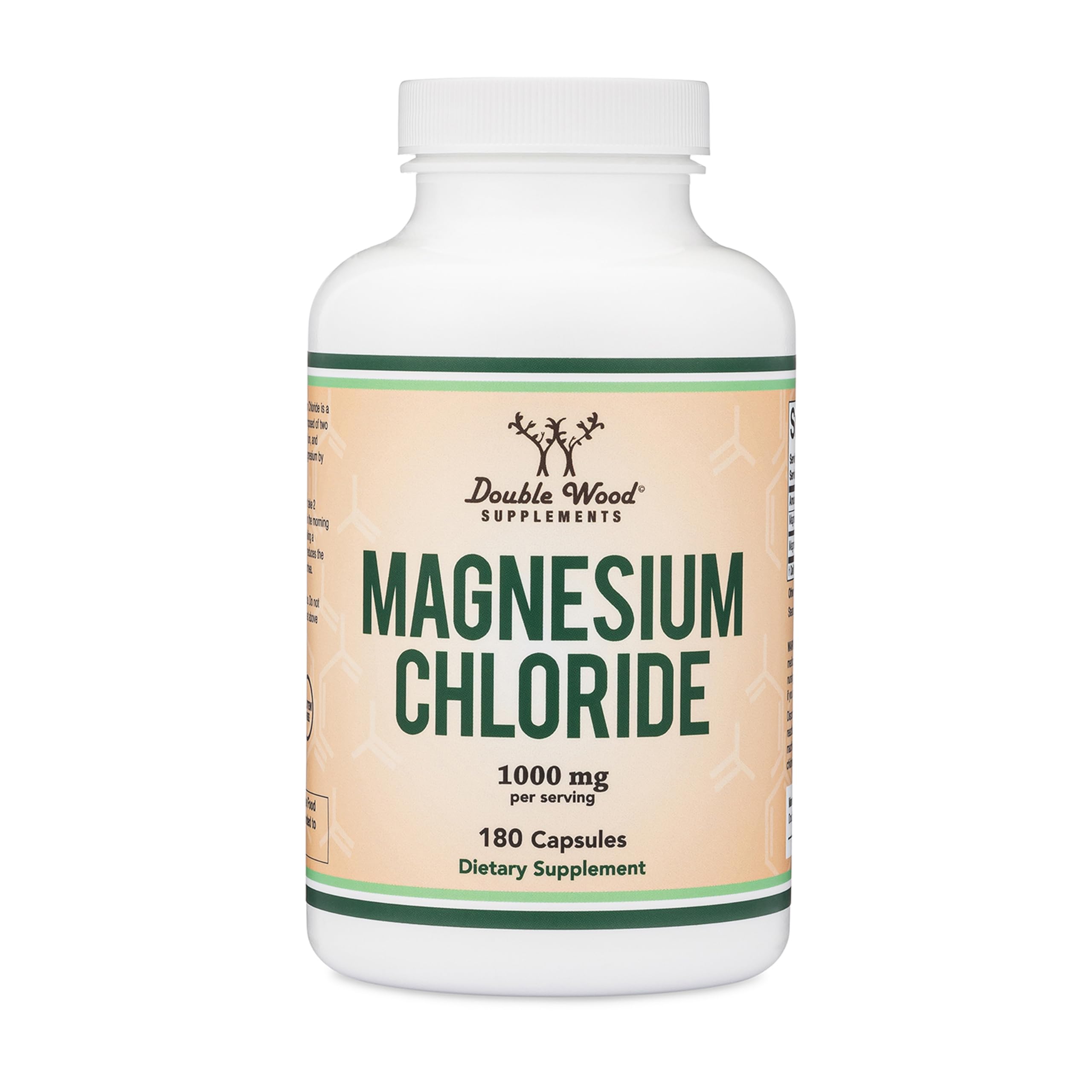 Magnesium Chloride (Cloruro De Magnesio) - 180 Capsules, 1,000mg Per Serving, for Sleep, Constipation, Digestion, Bone Health, and Relaxation - Made and Tested in The USA by Double Wood Supplements…