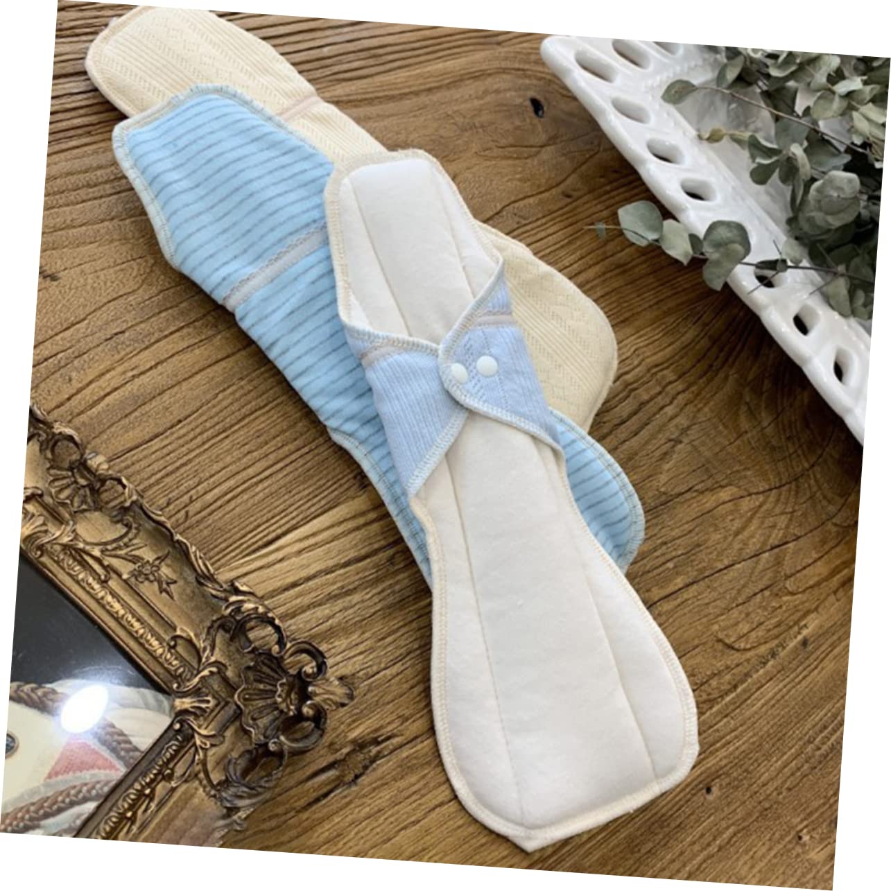 Baluue 3piezas Compresa Menstrual De Algodón Reutilizable Toalla Sanitaria Lavable De Protección Contra Filtraciones Laterales Color Aleatorio Para Noches