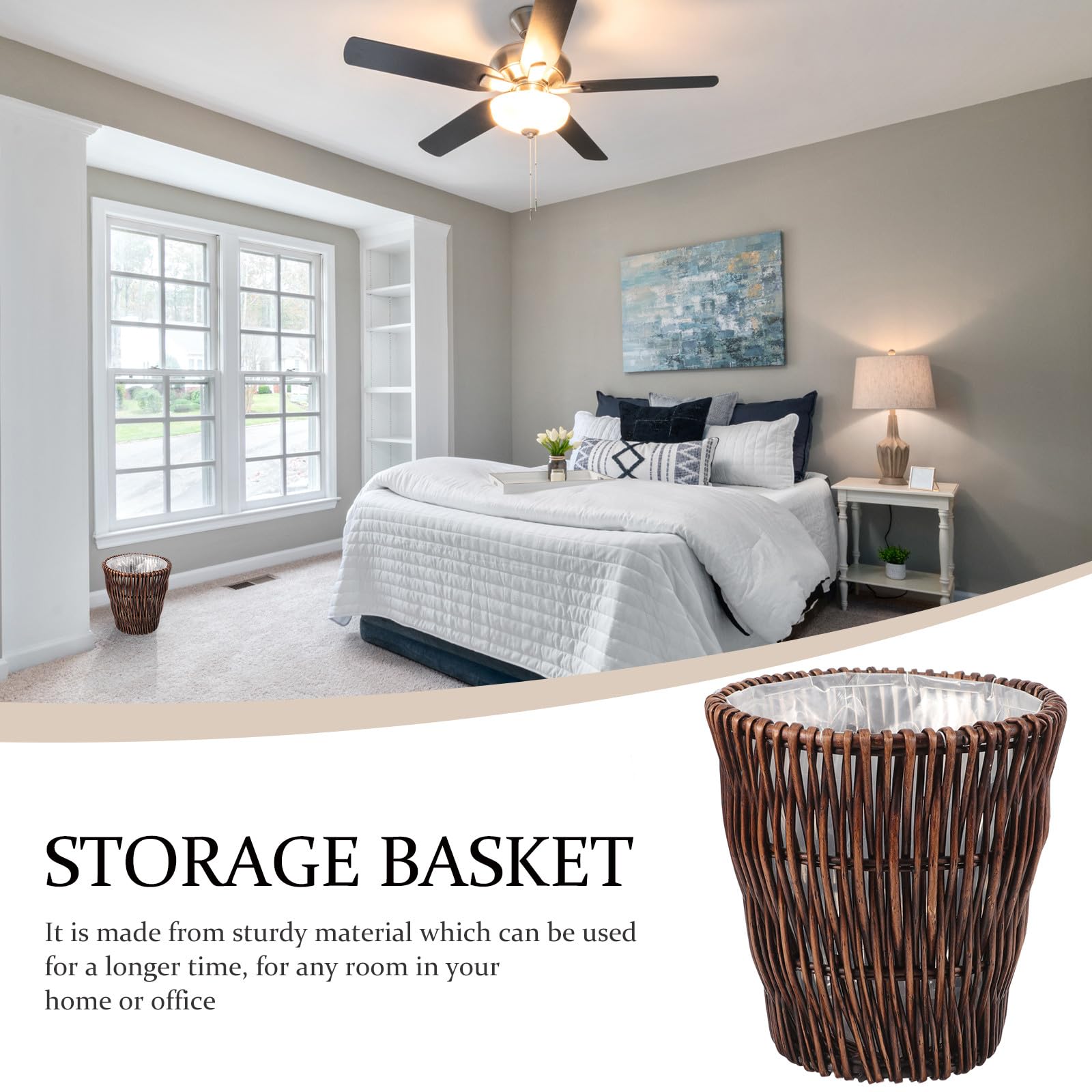 CALLARON Cestino Rattan Intrecciato Cestino per Carta da Bagno in Colore Retrò per Uso Domestico e Ufficio Elegante e Creativo