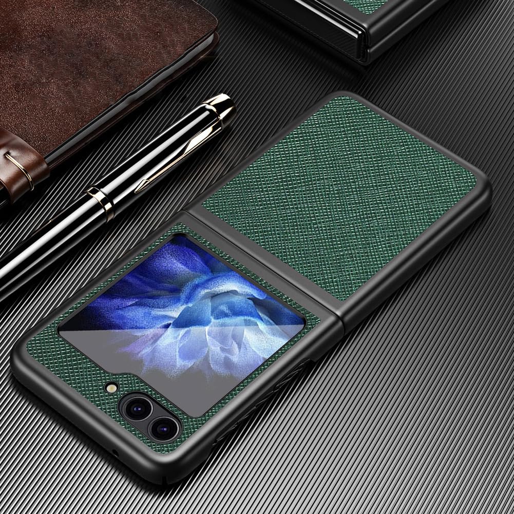Mince Étui pour Samsung Galaxy Z Flip 7, PU Cuir Housse Protection Antichoc Coque Anti - Empreintes,Bleu,Flip 7