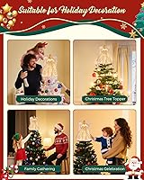 Vista 5 de Decoración de árbol de ángel de Navidad con alas de plumas, adorno de árbol de Navidad para interiores, oficina, Navidad, Año Nuevo, decoración