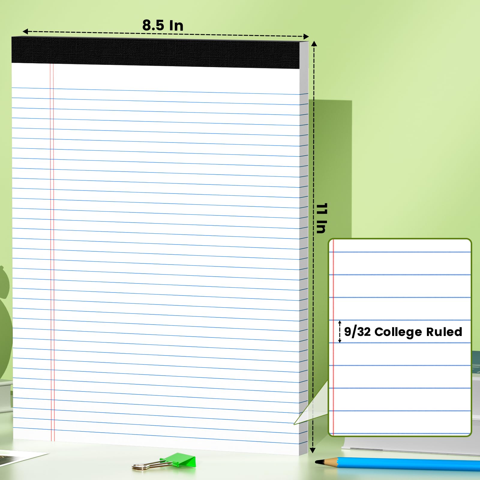 AILZFEI 600 blocchetti per appunti da 21 x 28 cm, blocchi legali a righe universitarie, 50 fogli ciascuno, blocco note bianco per scuola, ufficio e casa, carta di alta qualità, valore di lunga durata