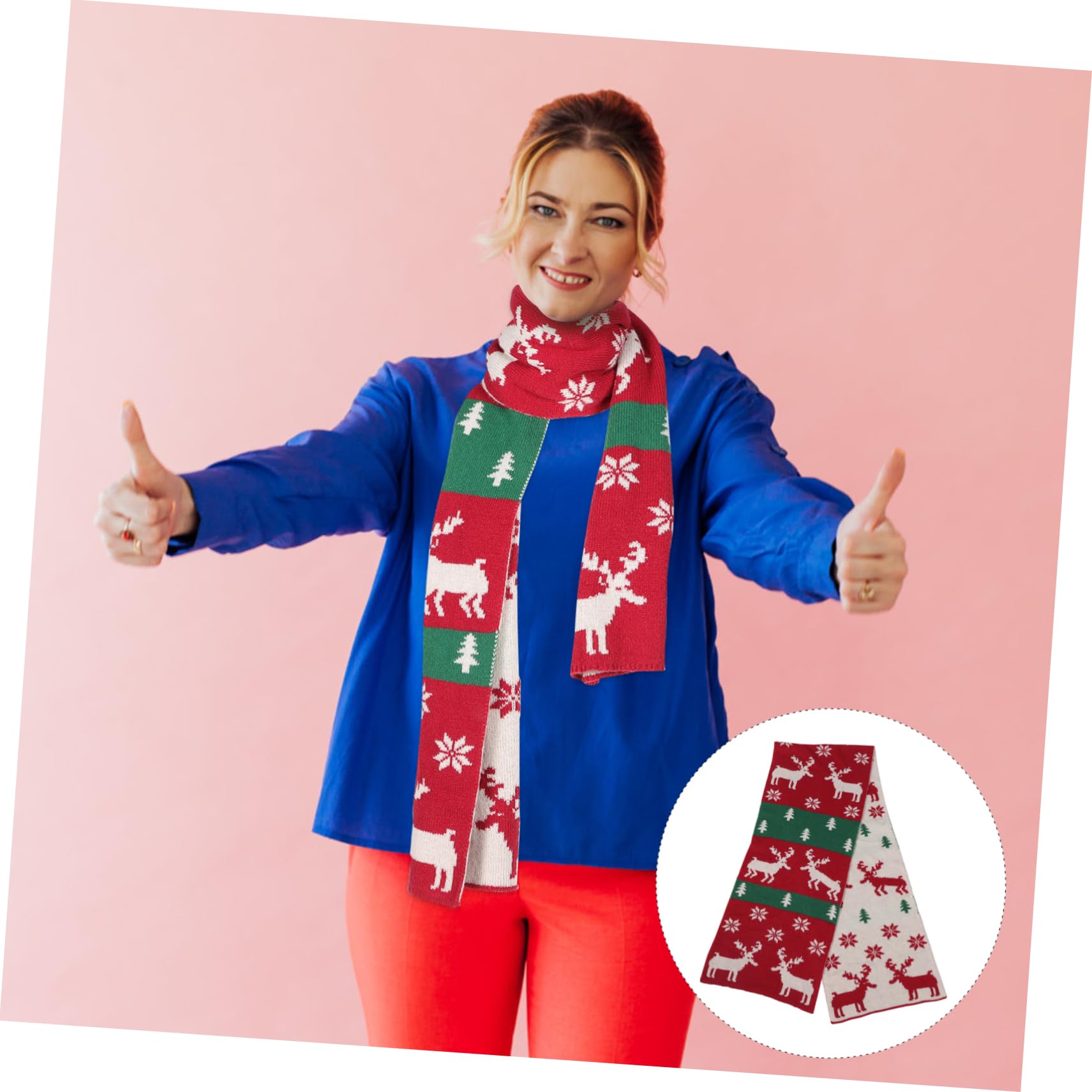 SOIMISS 2pièces Écharpe Tricotée Hiver Avec Motif Renne Écharpe De Rouge Accessoire Pour Froid