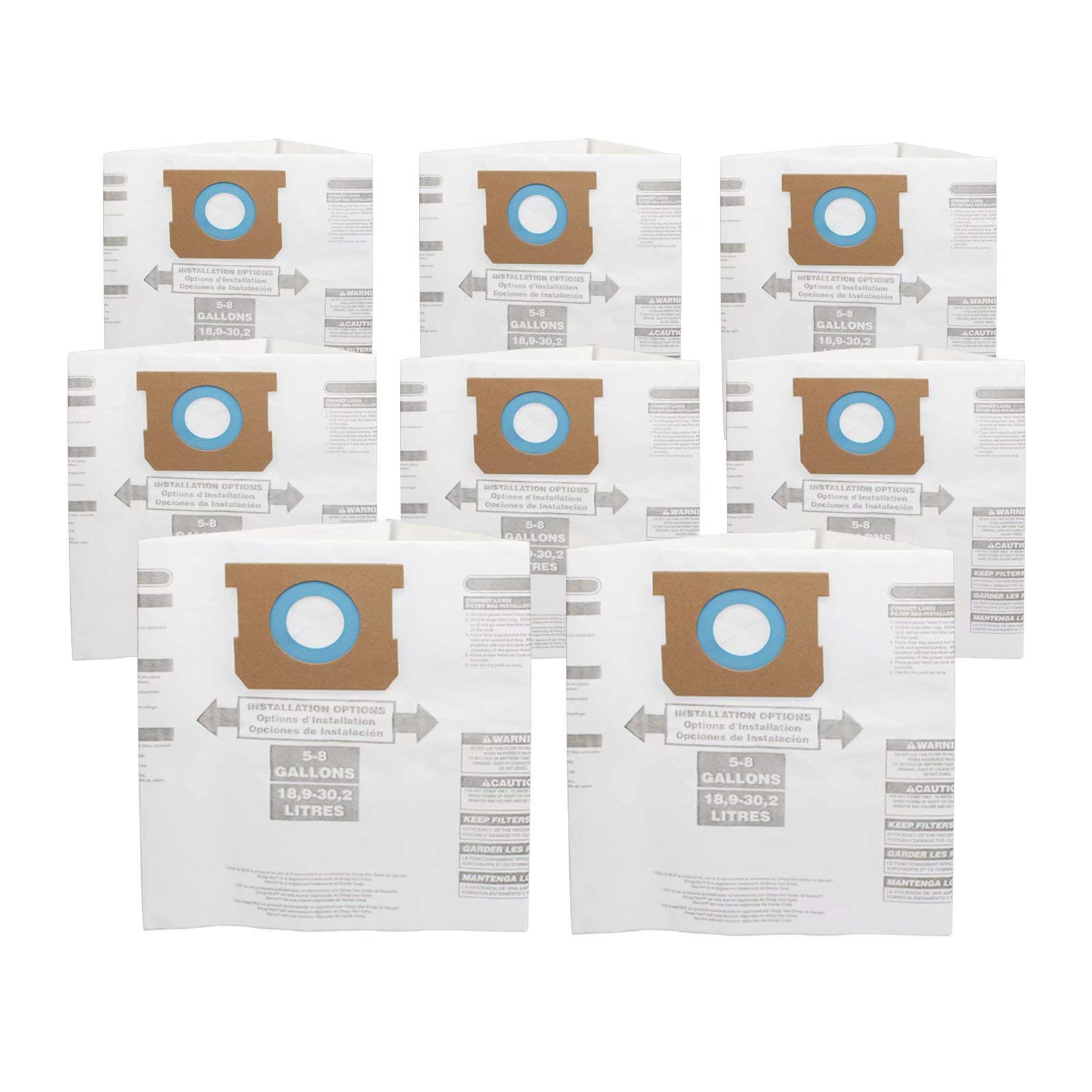 8 PCS Replacement for Type E 9066100 90661 Type H 90671 9067100 5-8 Gallon General Purpose Dust Bags