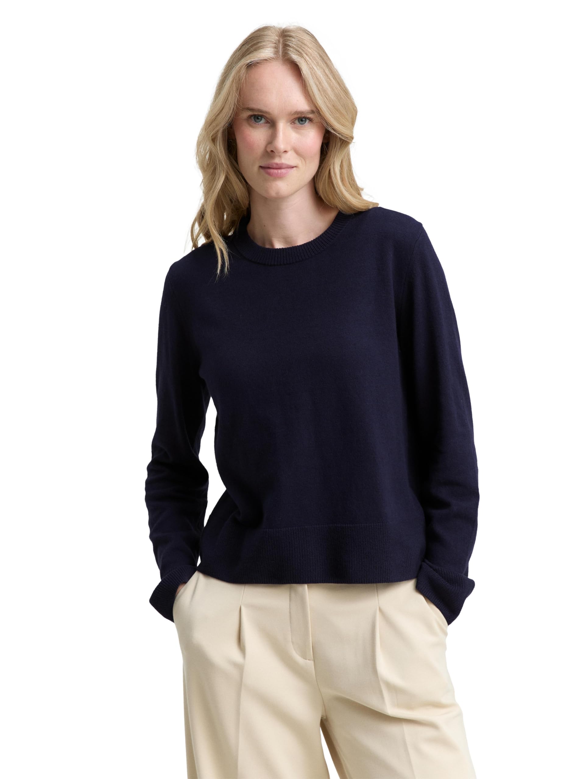 Tom Tailor Damen 1049122 Strickpullover mit Rundhalsausschnitt (1er Pack)