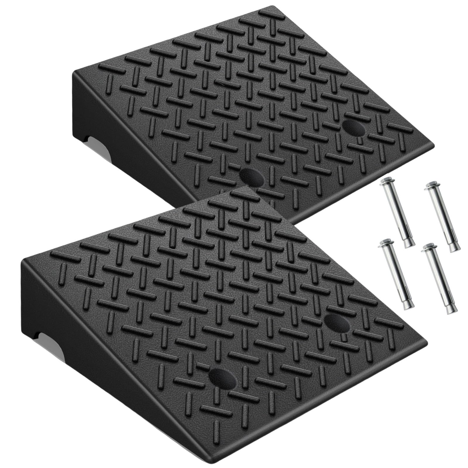 Heavy-Duty Rubber Curb Ramps 2-Pack, 5" Height & Extra-Wide 18.8" Width, Supports 11800LBS, Non-Slip Driveway Ramps for Wheelchairs, Cars, Scooters, Lawn Mowers & Motorcycles