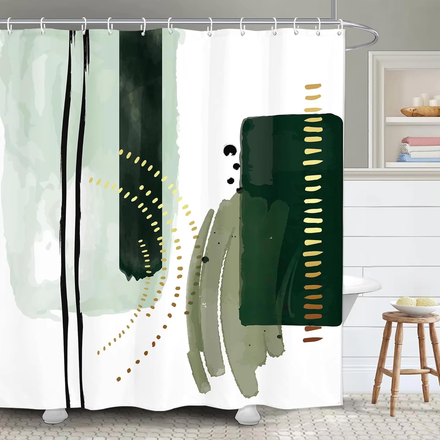 KELAIMI Modern Geometric Simple Shower Curtain,Abstract Geometric Bathroom Curtain,Waterproof Washable Bathtub Curtains with Hooks Style 4 90X180Cm