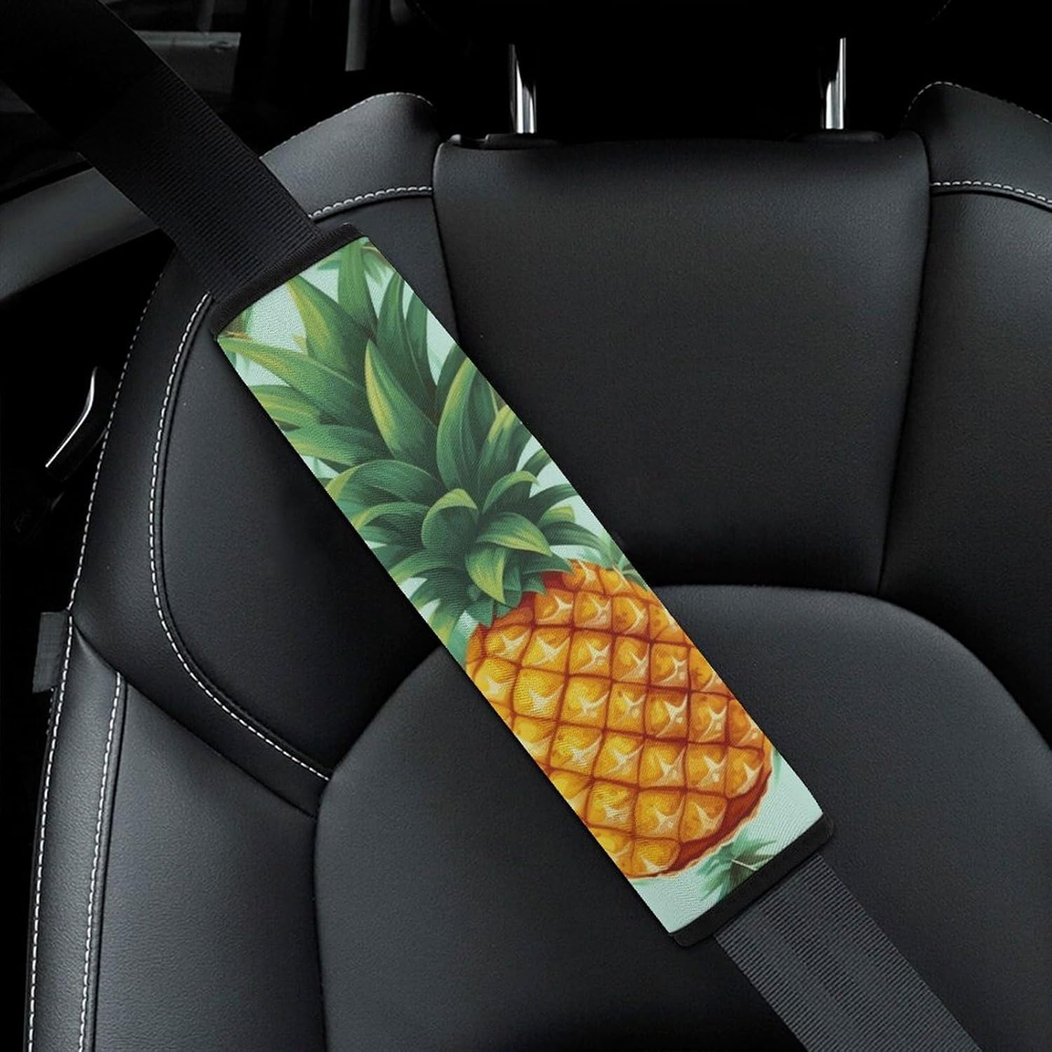 2 PCS Super Soft Car Seat Belt Pad, Cute Tropical Fruit Pineapple Printed Waterproof Sweat-Absorbing Seat Belt Covers Backpack Shoulder Pad for All Car Seats Baby Strollers