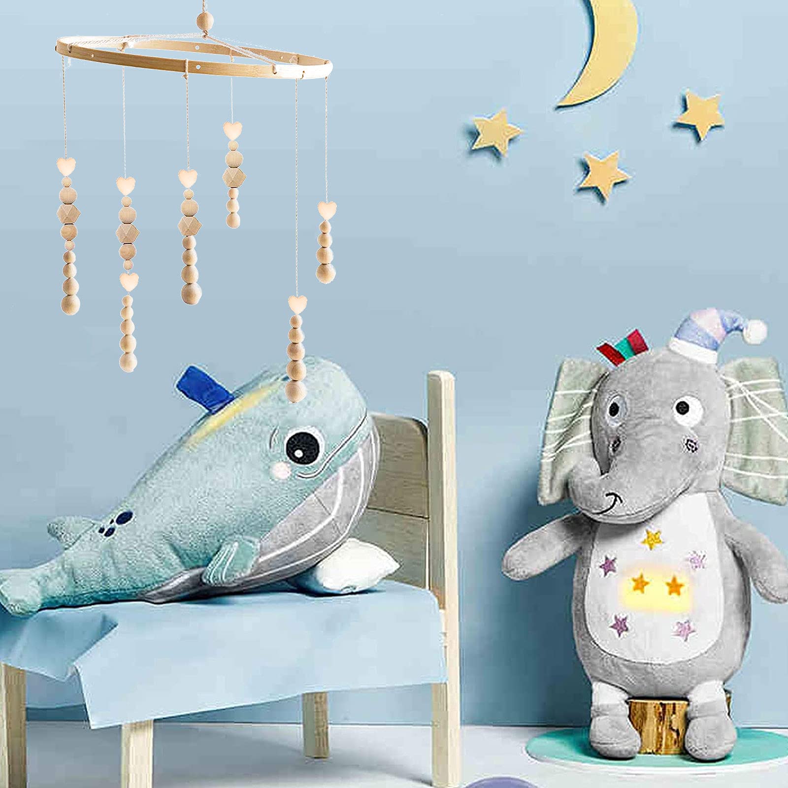 Seasboes Marco móvil de madera para bricolaje, marco móvil de madera, juego de campanilla de cama, kit de campana móvil para bebé, juguete hecho a mano, decoración del hogar, regalo para niños (área